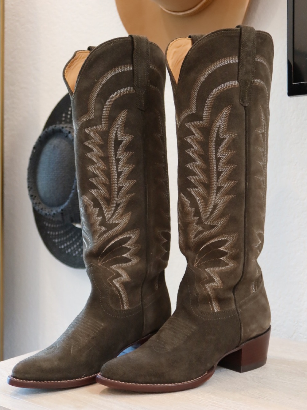 Tecovas Abby Tall Western Boot in Olive Green - Picture 2 of 10